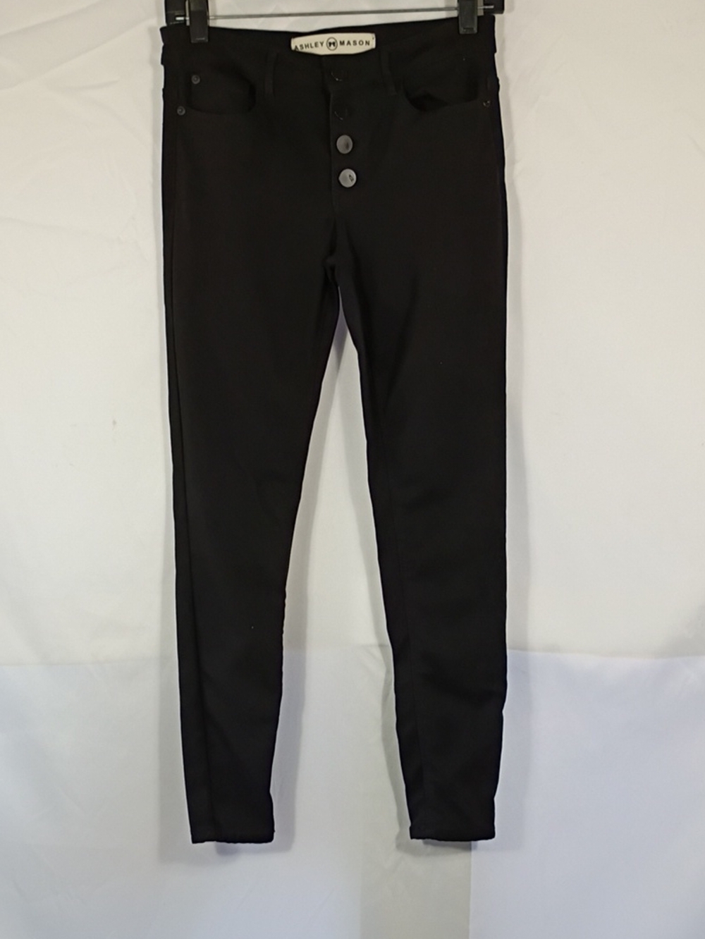 EUC Ashley Mason Black Button-Fly Skinny Jeans Junior Size 5 Stretch